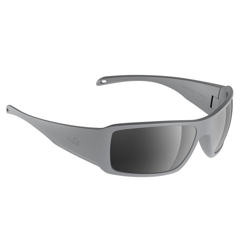 H2Optix Stream Sunglasses Matt Grey, Grey Silver Flash Mirror Lens Cat.3 - AntiSalt Coating w/Floatable Cord - Elite Campgrounds 
