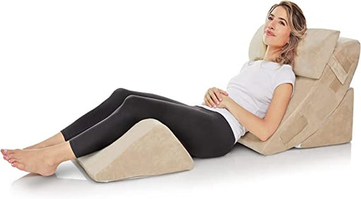 Bed Wedge Pillow–2 Separate Memory Foam Incline Cushions, System for Legs,  Knees