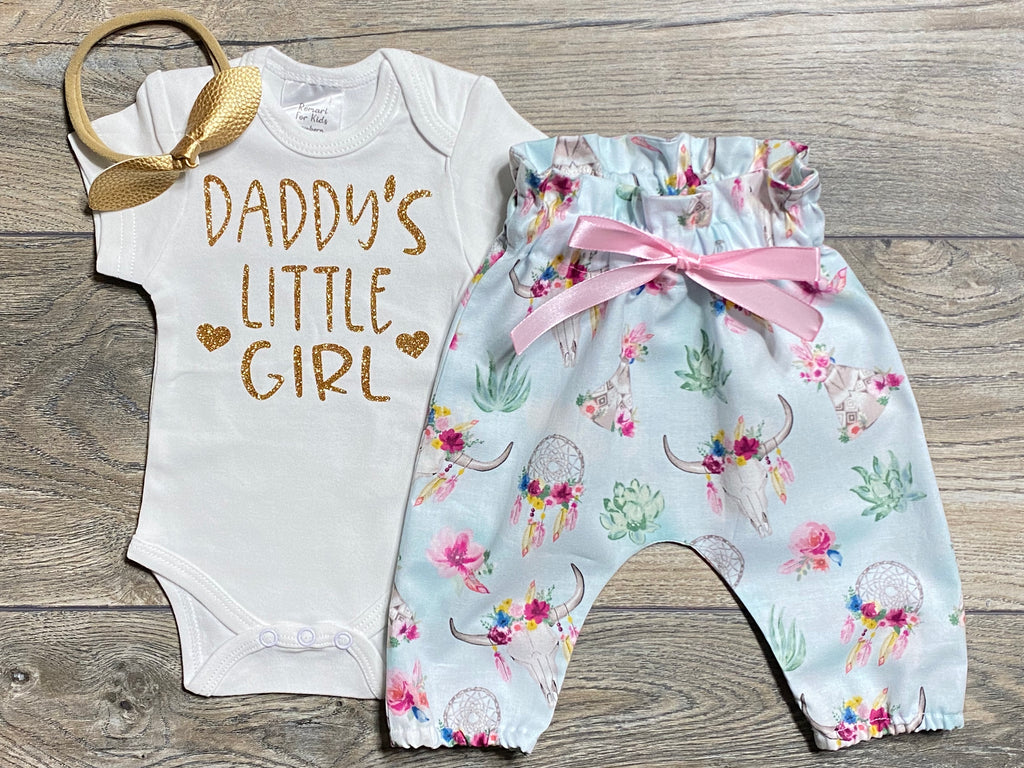 Daddy's Little Girl Outfit Baby Girl - Bodysuit + High Waisted Floral –  Romari For Kids