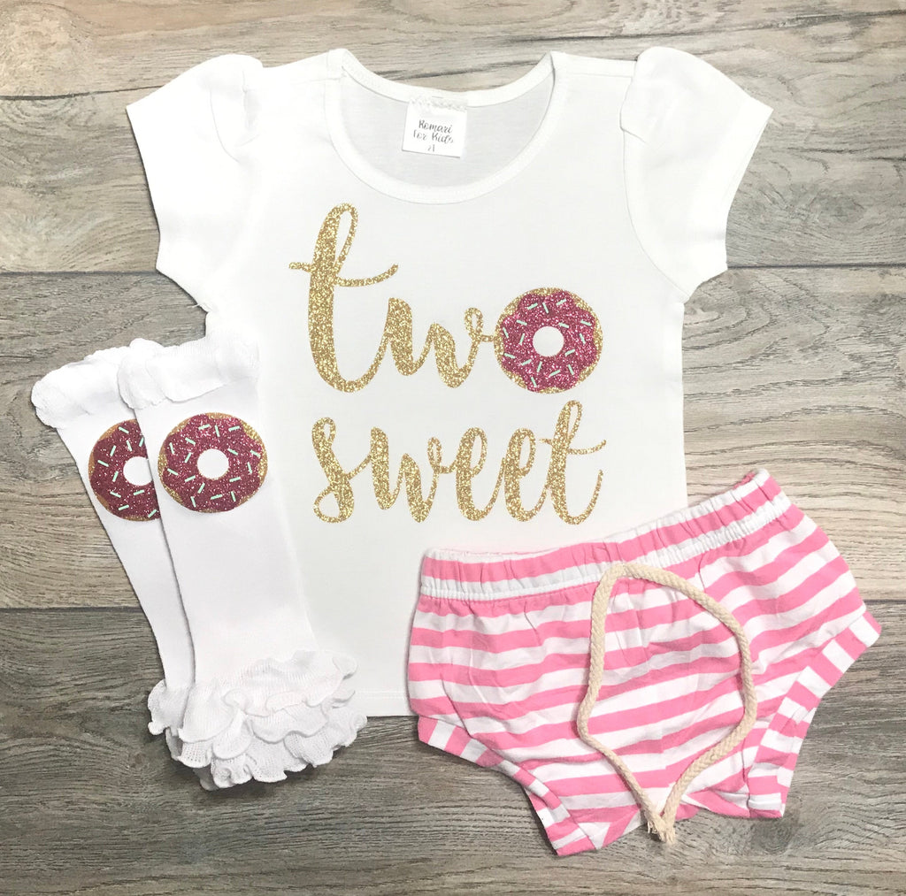 Download Two Sweet Donut Outfit 2 Year Old 2nd Birthday Outfit Short Puff S Romari For Kids