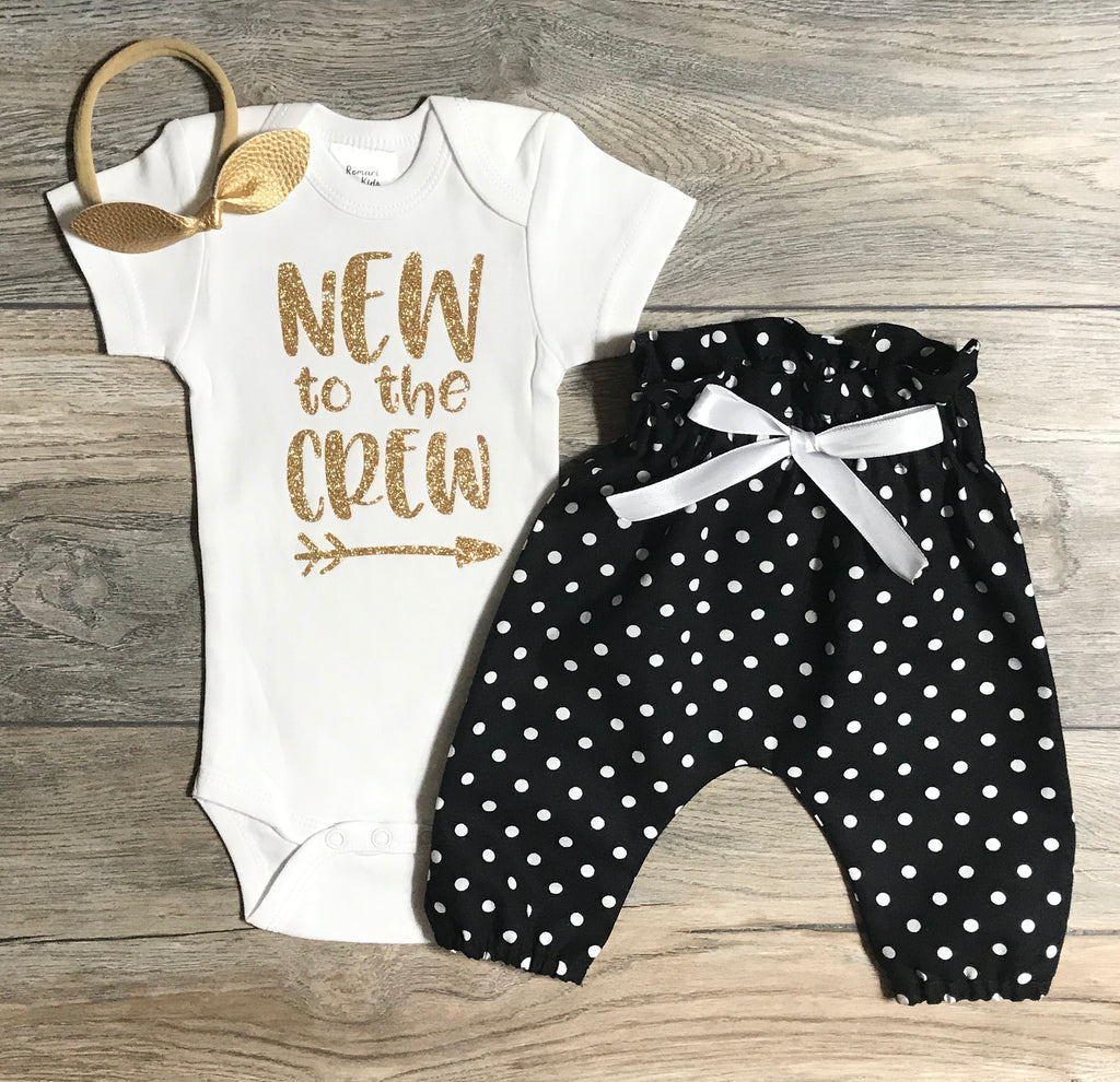 new to the crew baby girl outfit