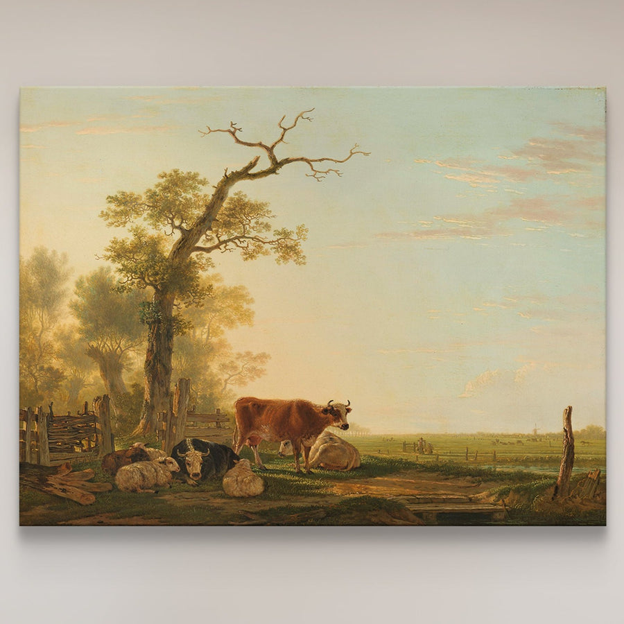 Pasture Landscape with Cattle- Vintage Art Print
