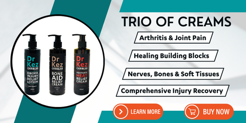 Dr Kez Chirolab Trio of Creams Kirofix Injury Relief Lotion Bone aid Relief Cream and Heativate Relief Lotions 250mL Pump