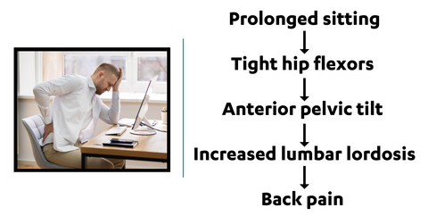 Excess sitting leads to tight hip flexors back pain
