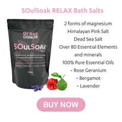 Dr Kez Chirolab Stress relief meditation SOulSoak Relax magnesium bath salts