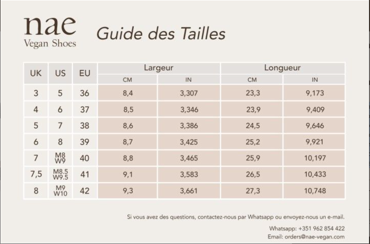 guide de taille