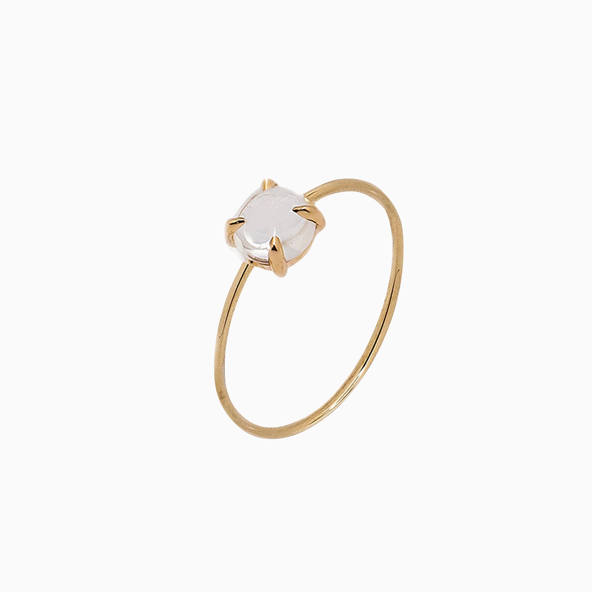 14k Gold Absolutely Effortless 5mm White Quartz Microstackable Ring