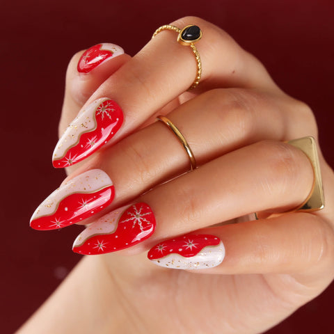 christmas red swirl nail