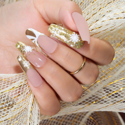 gold-chrome-Christmas-candy-glitter-nail-art