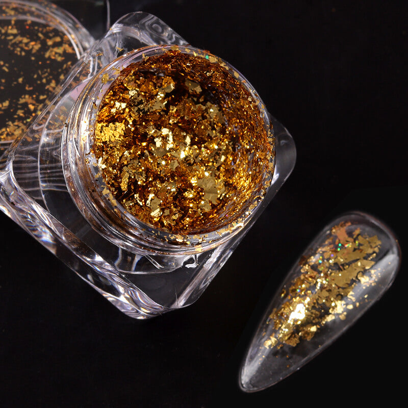 Vettsy Nail Art Foil Flakes-Champagne Gold