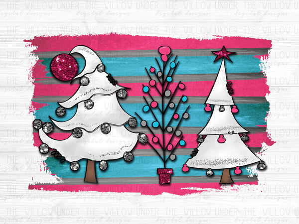 Christmas Tree Trio Pink/Blue