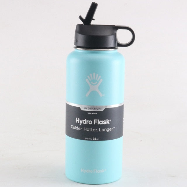 blue and green hydro flask