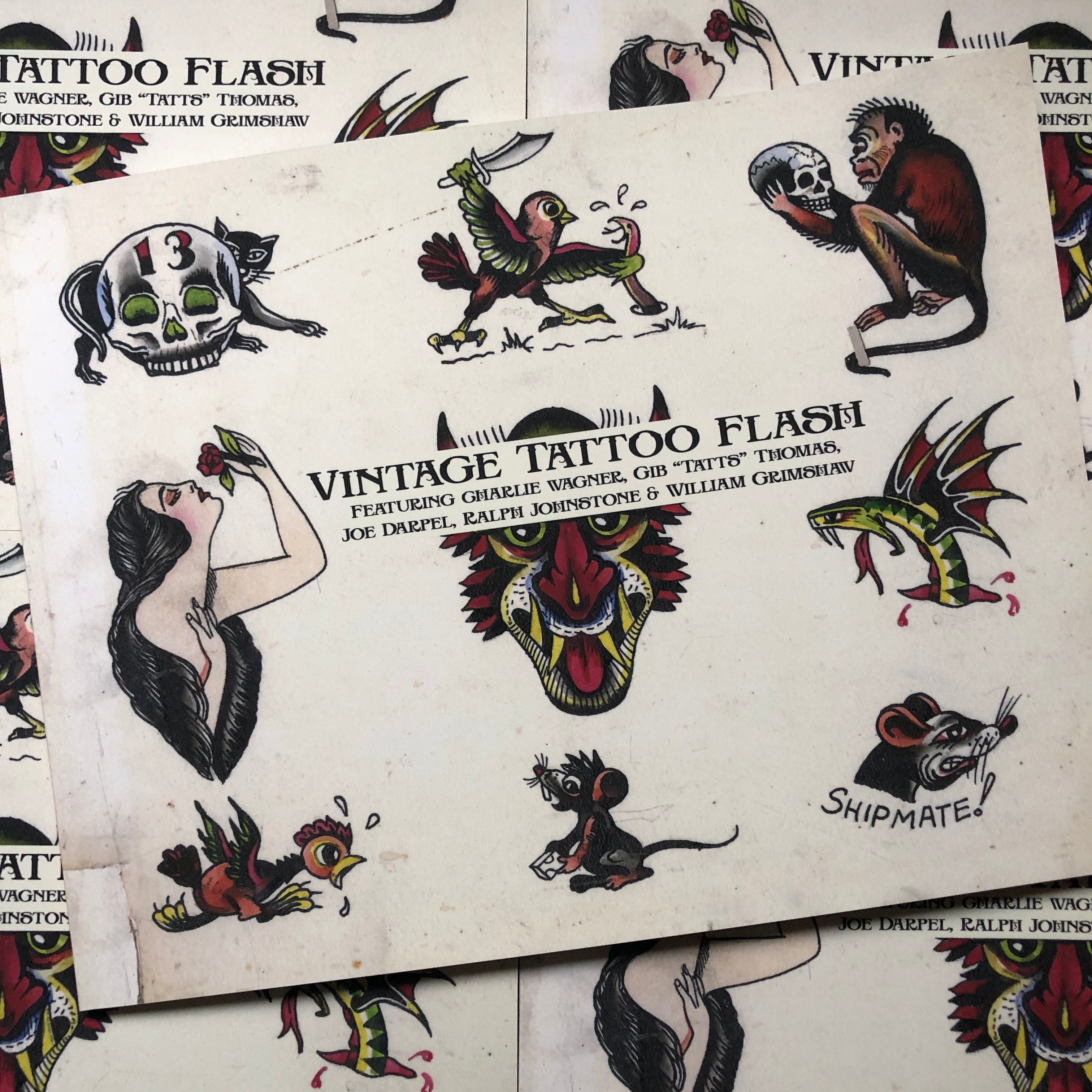 1950s Ralph Johnstone Milton Zeis Traditional Vintage Tattoo Flash Set 9  Sheets  eBay