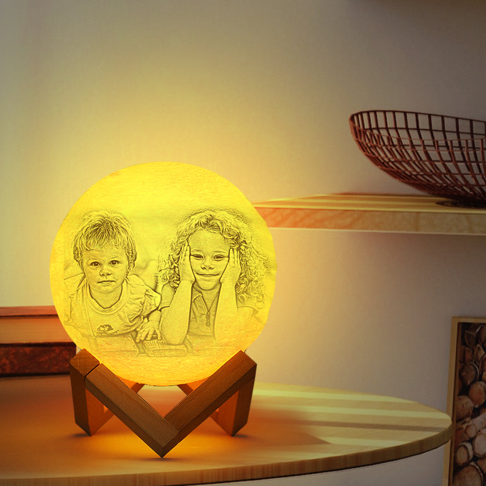 Custom Photo Engraved 3D Printing Moon Lamp, Creative Idea For Friend - photomoonlamp