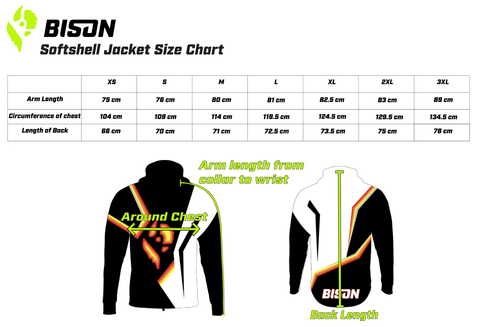 Bison Size Chart_Softshell Jackets