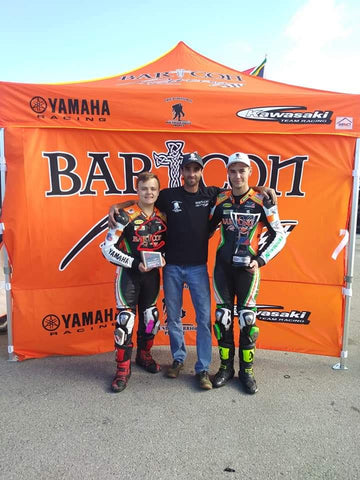 Dustin “The Ghilliman” Apgar with Dominic Doyle and Cooper McDonald of Bartcon Racing