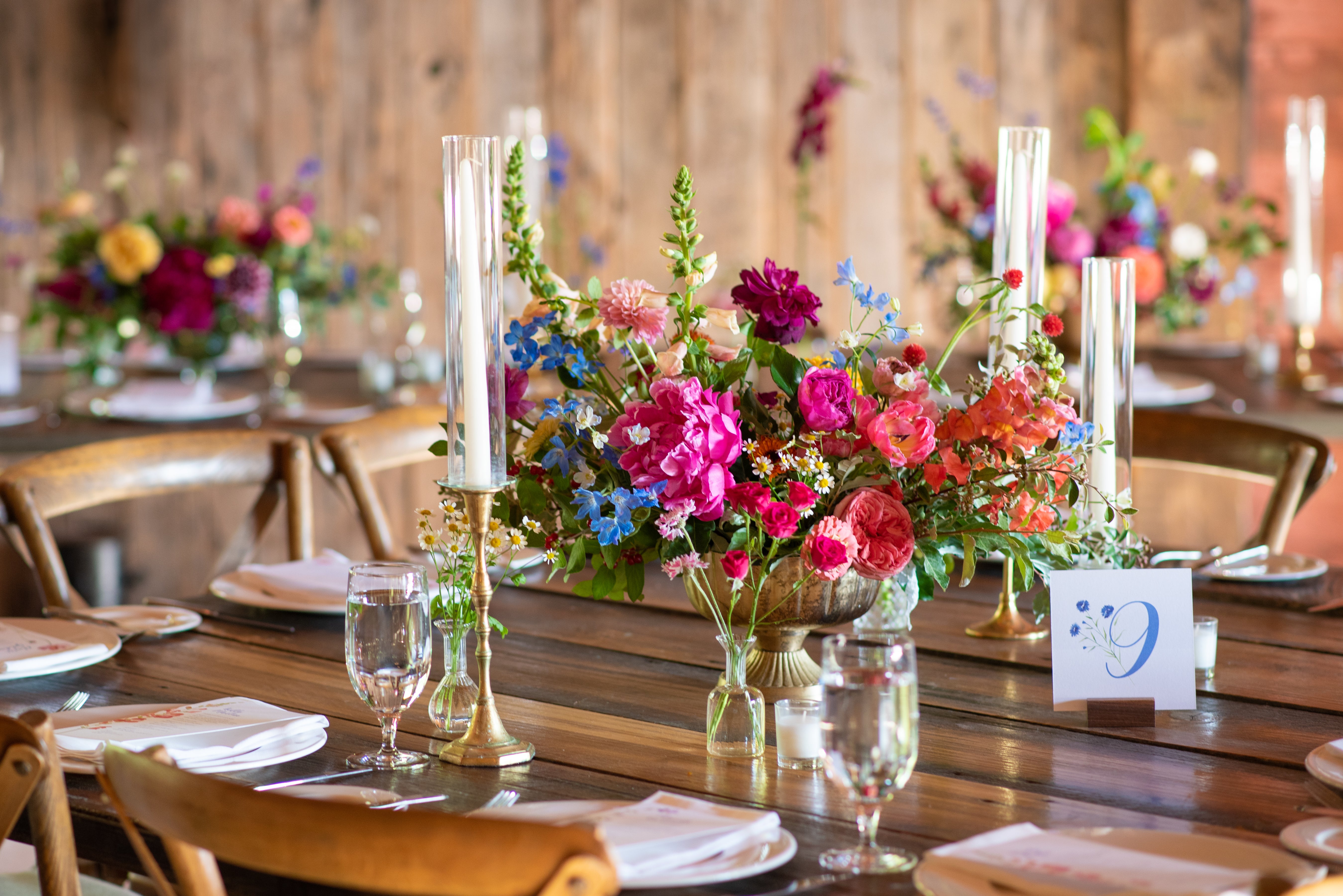 colorful flowers on table at cedar lakes