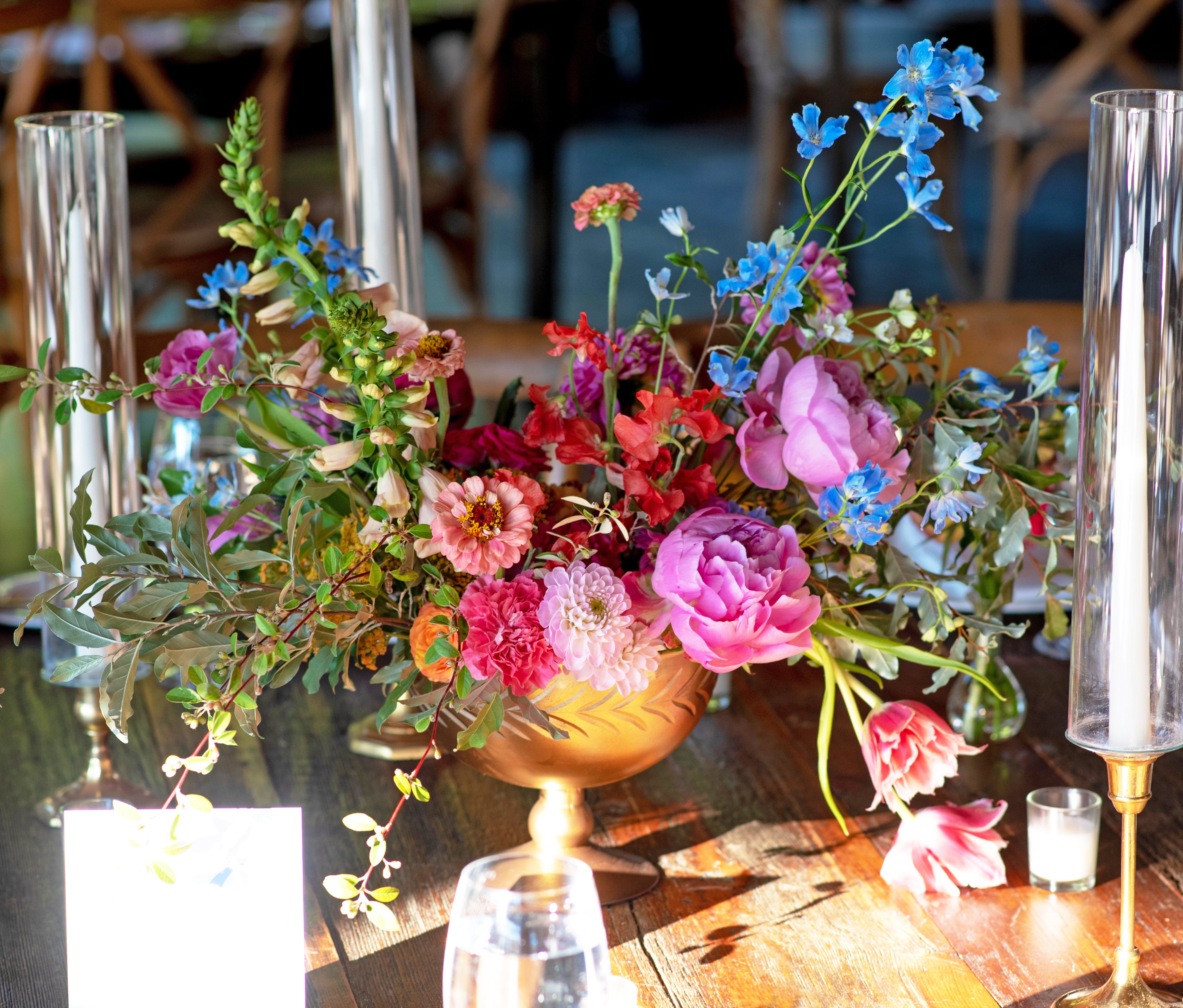 colorful floral arrangement by tin can studios