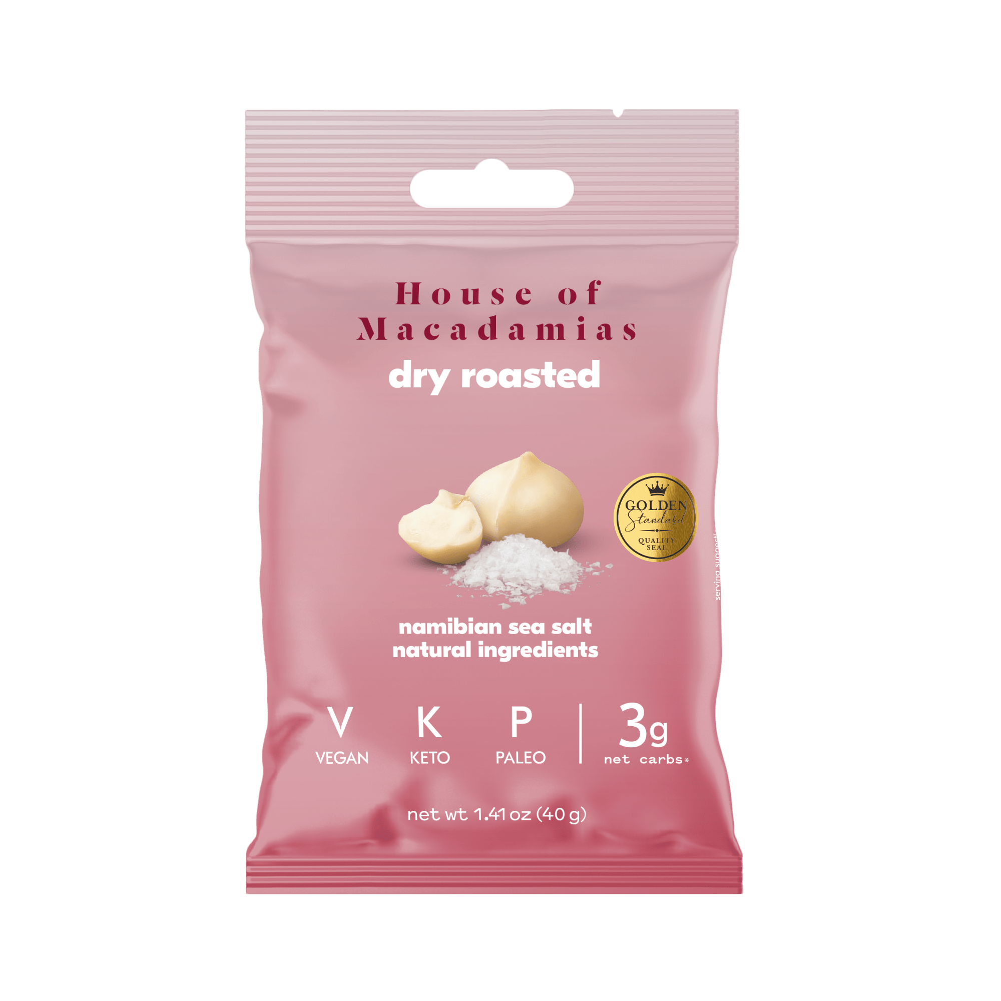 Dry Roasted Macadamia Nuts with Namibian Sea Salt (12 Bags) - House of Macadamias product image