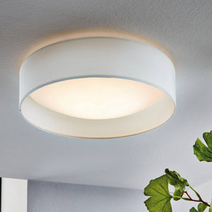 Flush Fitting Ceiling Light | White Fabric Shade | Fern Interiors UK