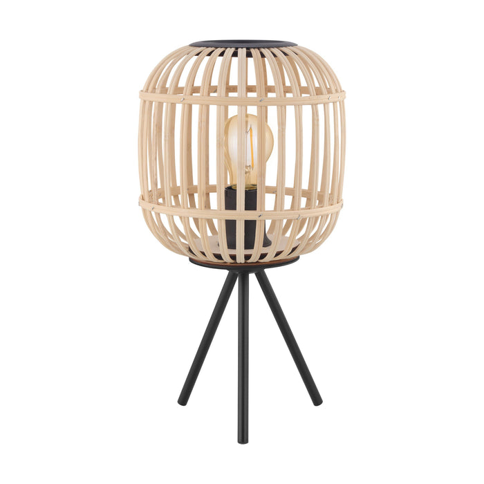 Natural Wood Table Lamp with Black tripod stand