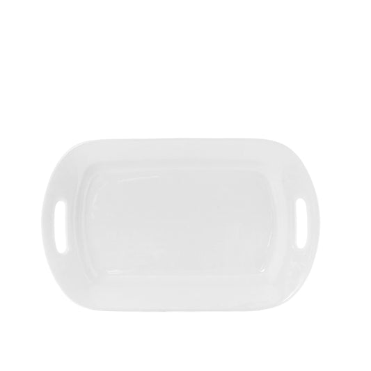 White Ceramic Chip and Dip Serving Platter - Hudson Grace