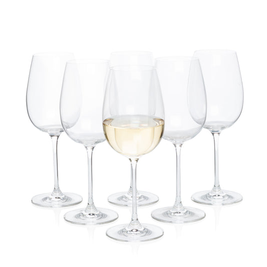 Wine Glasses Set of 6 - Long Stem Crystal Hexagon Shaped Wine Glass Set -  Large, Beveled, Diamond Shape Sides Lets Wines Breathe