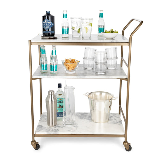 Brentwood Antique Brass Bar Cart - Hudson Grace