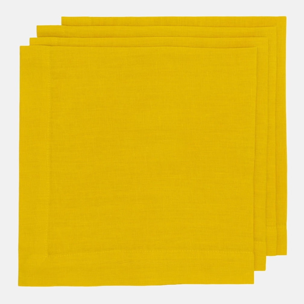 AMBER YELLOW Linen Napkin Set: 2, 4, 6, 8, 10, 12 Napkins. Ochre Linen  Heavier Weight Napkins. Saffron Linen Napkins. Table Linen 