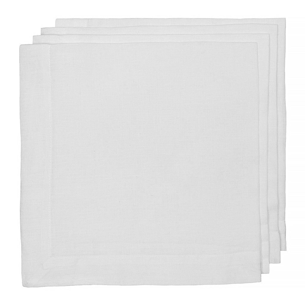 White Linen Napkin Set with Multi-color Signature Floral