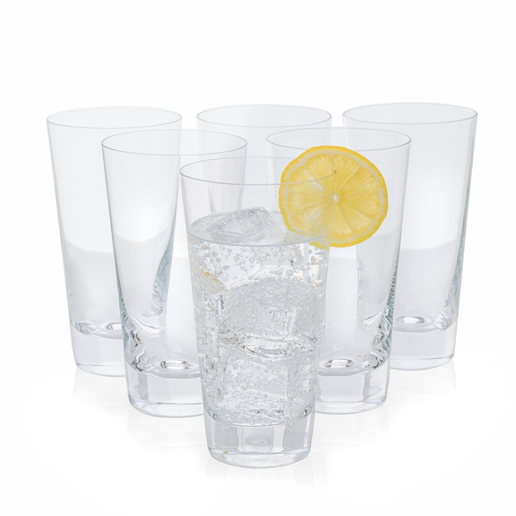 D) Highball Tumbler Drinking Glasses Set of 16 Tall and Short for Wat