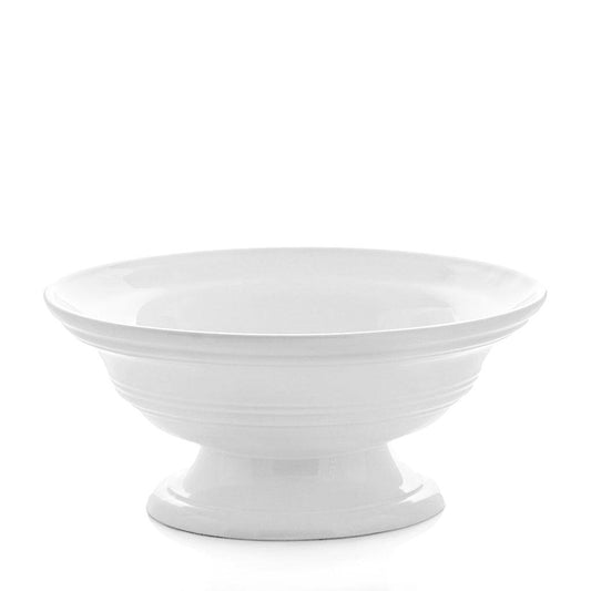 White Ceramic Pedestal Fruit Bowl - Hudson Grace