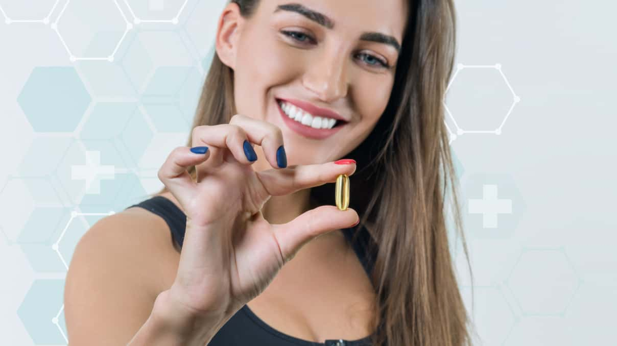 woman taking Omega 3 to beautify her hair