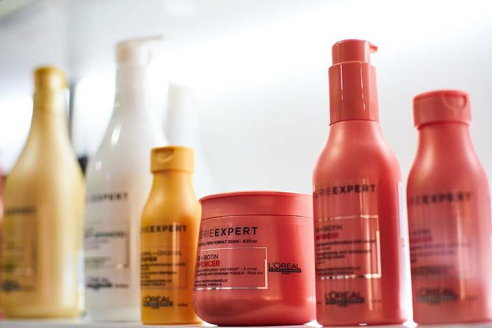 shampoos on top of shelves