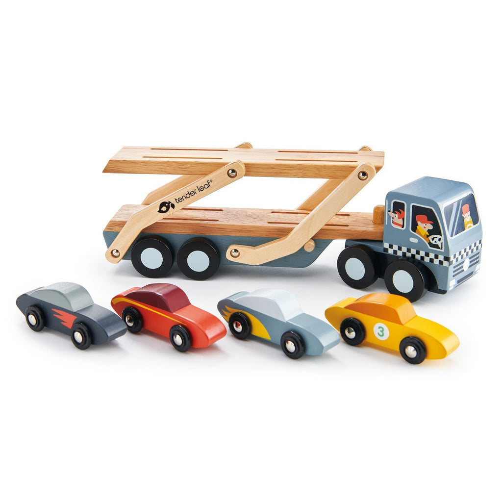 Garage Blue Bird pour Petites Voitures en Bois - Tender Leaf Toys