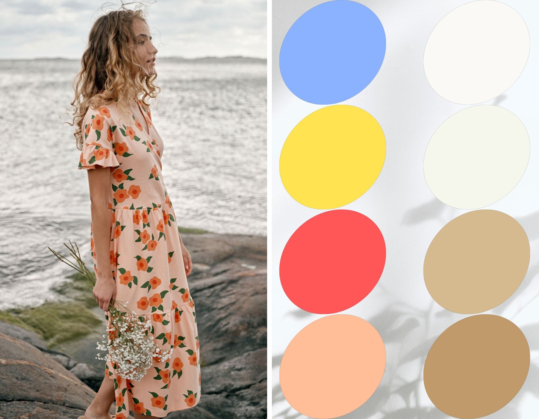 Peach shade dress and spring color palette