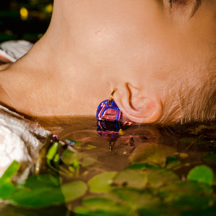 Swan Earrings Blue/Pink