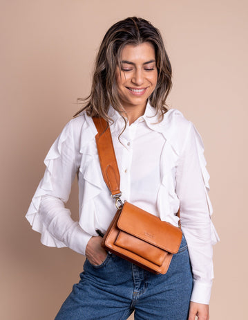 O My Bag - Classic Croco Cognac - Plumier (petit modèle)