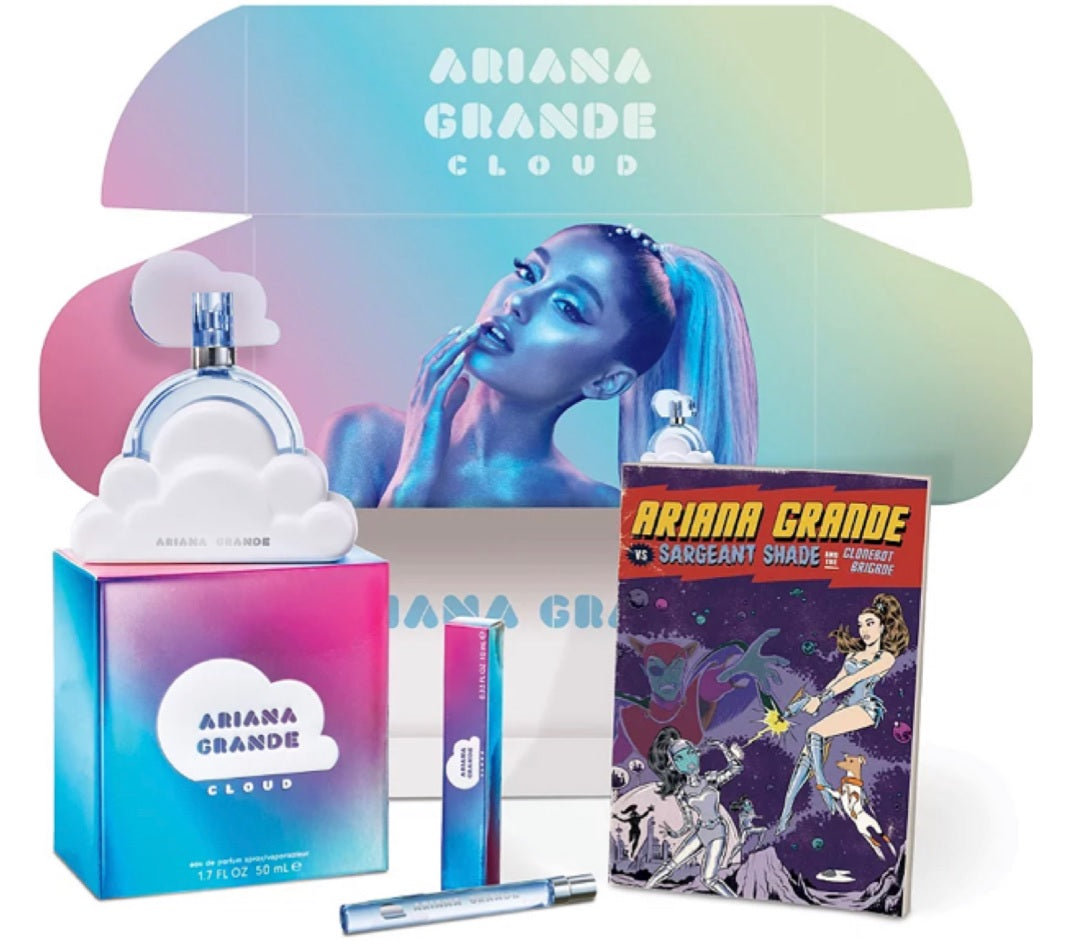 Ariana Grande Cloud 3 Pc Fan Box Gift Set ~ 3.4 oz Eau De Parfum EDP spray  + 0.3 oz TRavel SPRAY + Comic Book, Aroma Pier Inc