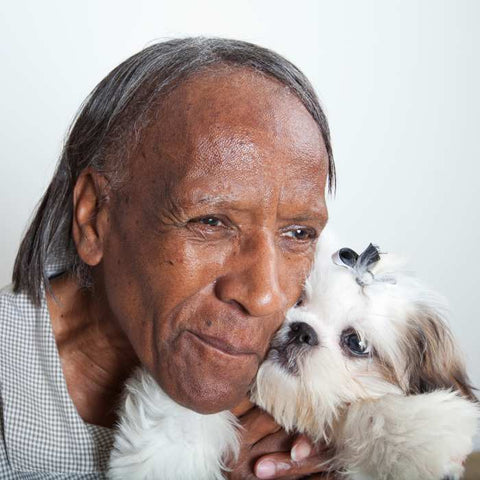 dog and old native american, benefits of dogs for elderly  people