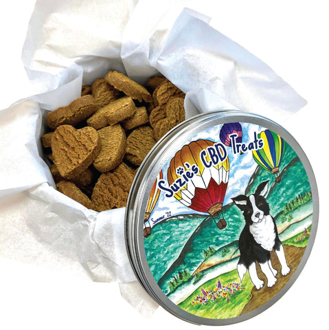 Suzie's CBD dog treats, CBD treats for dogs, best CBD for dogs, pugs and ccd