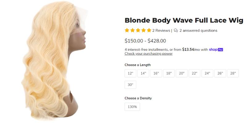 Blonde Body Wave Full Lace Wig