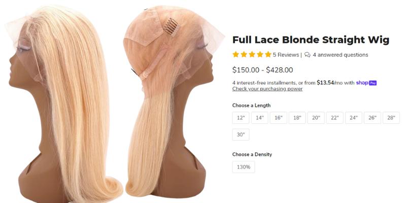 Full Lace Blonde Straight Wig