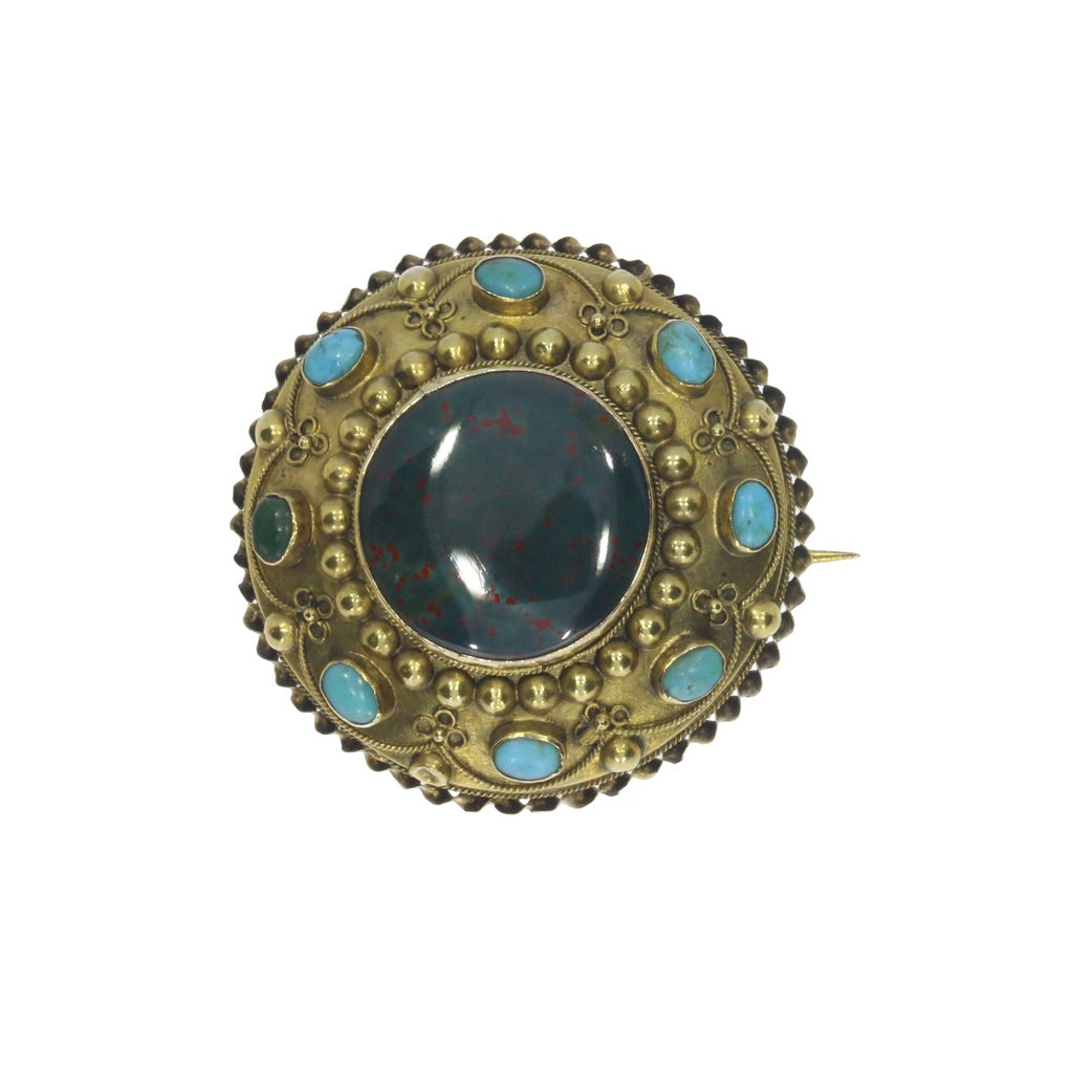 Victorian Turquoise & Bloodstone Brooch