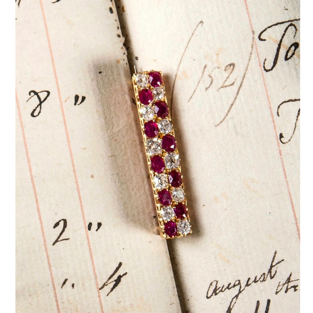 ruby brooch, brooch, antique brooch, antique ruby brooch