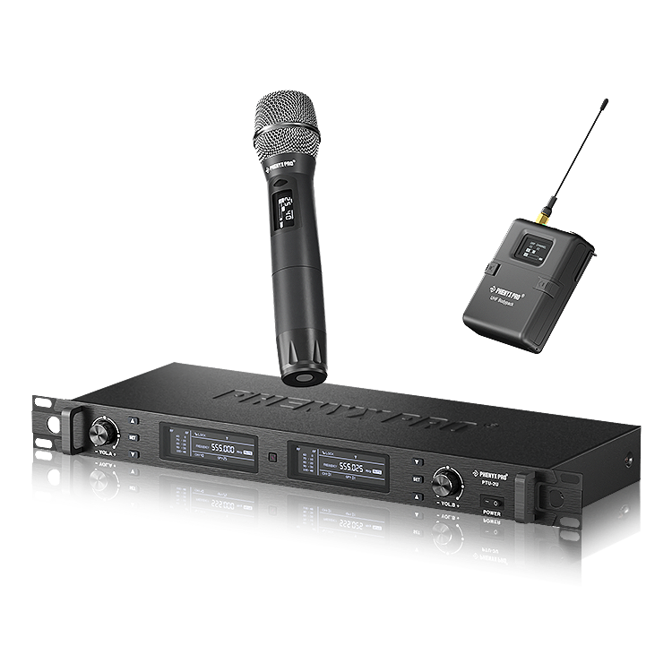 PTU-52 | Dual Wireless Microphone System w/ Frequency Hopping (2H/1H1B)