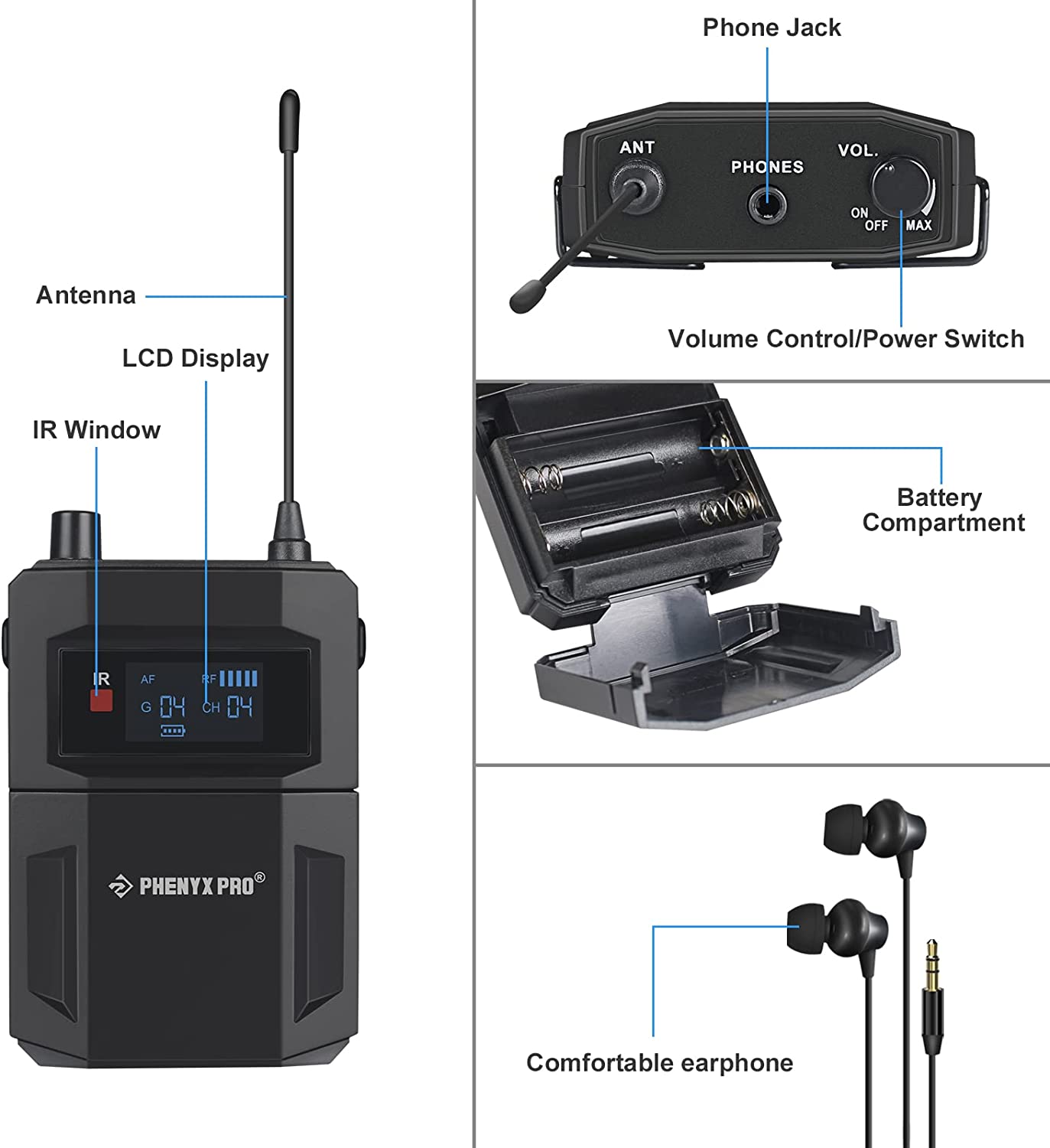 PTM-22 Mono Wireless In-Ear Monitor System - Phenyx Pro