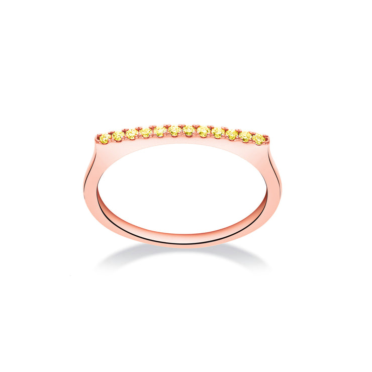 Stapelbare Bar Ring in roségoud met gele saffieren