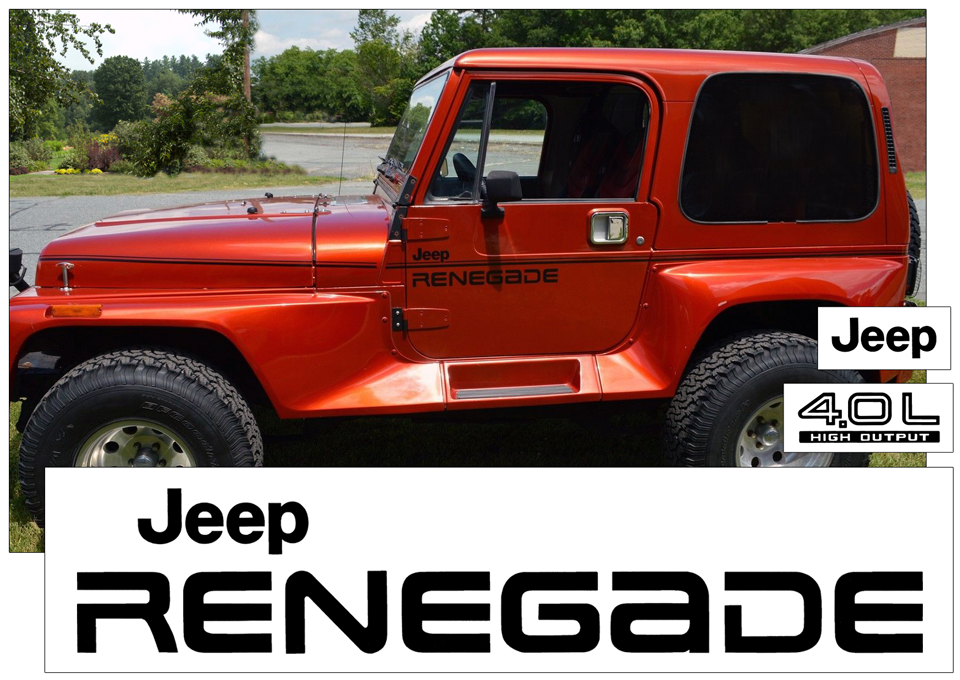 1991-94 Jeep Renegade YJ Side Stripe Decal Kit with  High Output and  door name decals | Graphic Express Automotive Graphics