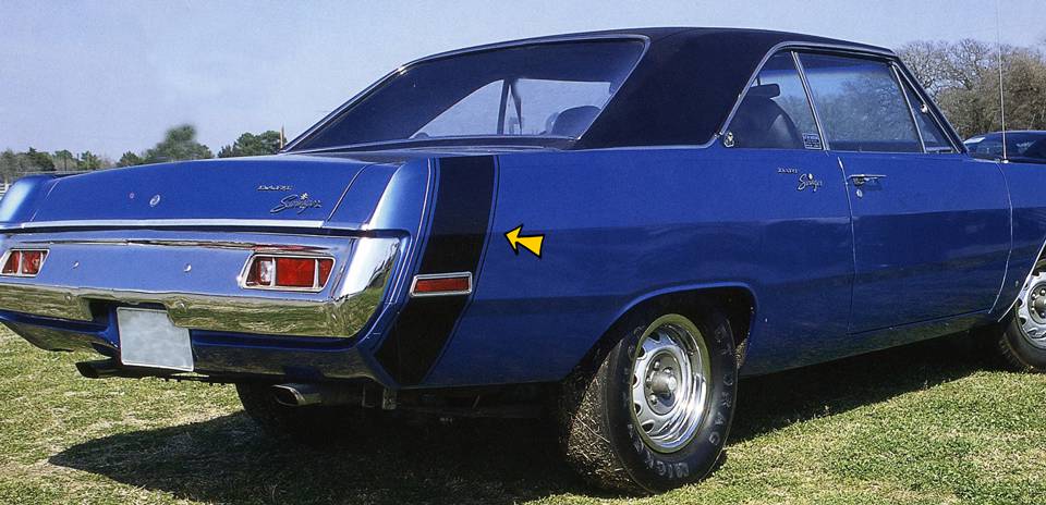 1970-71 Dodge Dart Swinger Bumble Bee Stripe Decal